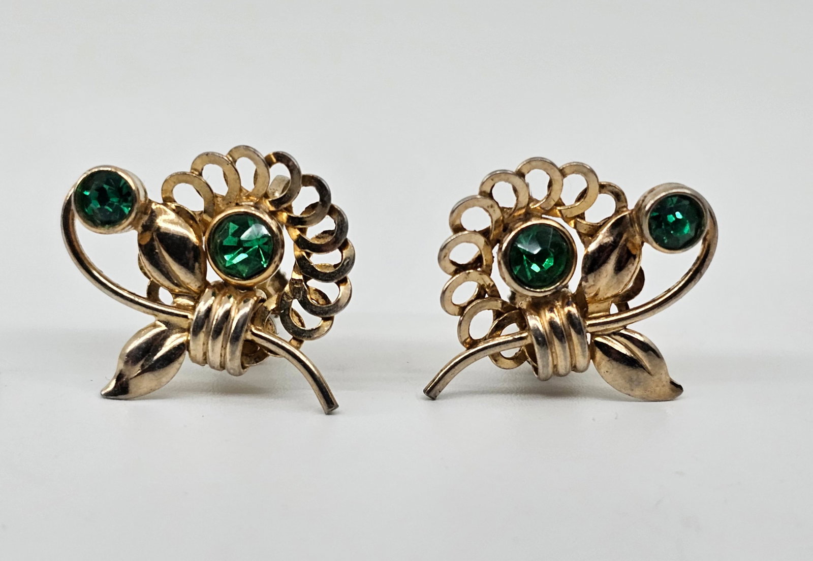 Bond Boyd Sterling Silver Gold Plated Earrings: Sterling Silver Gold Plated Earrings, set with Rhinestones, marked Bond Boyd Sterling Weight 4.89g