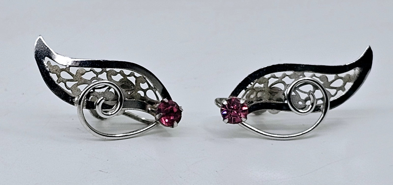 Bond Boyd Sterling Silver Vintage Earrings: Bond Boyd Sterling Silver Vintage Earrings, set with Rhinestones Weight 3.90g 1.05"