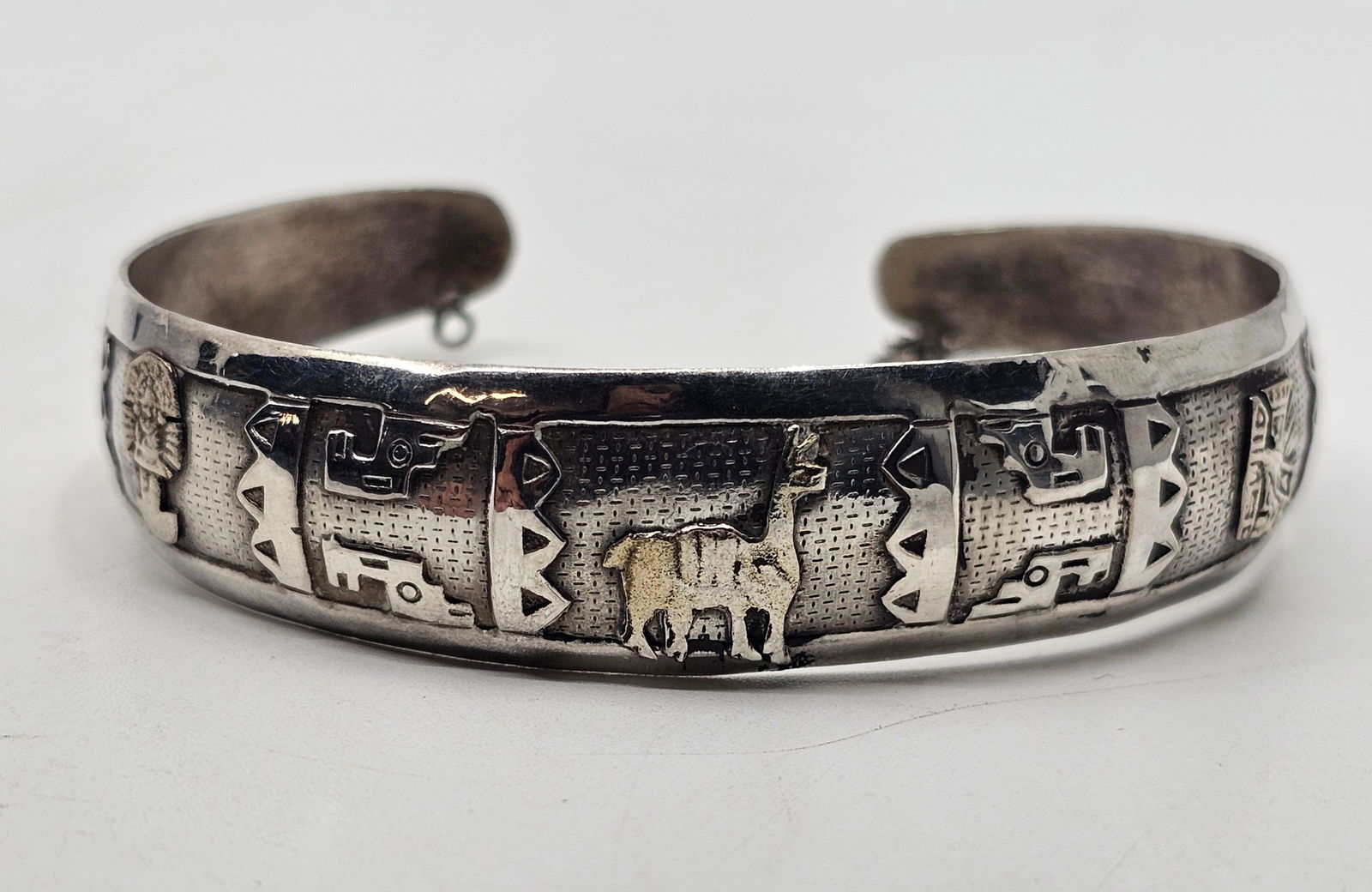 Vintage Peruvian Sterling Silver Cuff Bracelet (1 of 6)