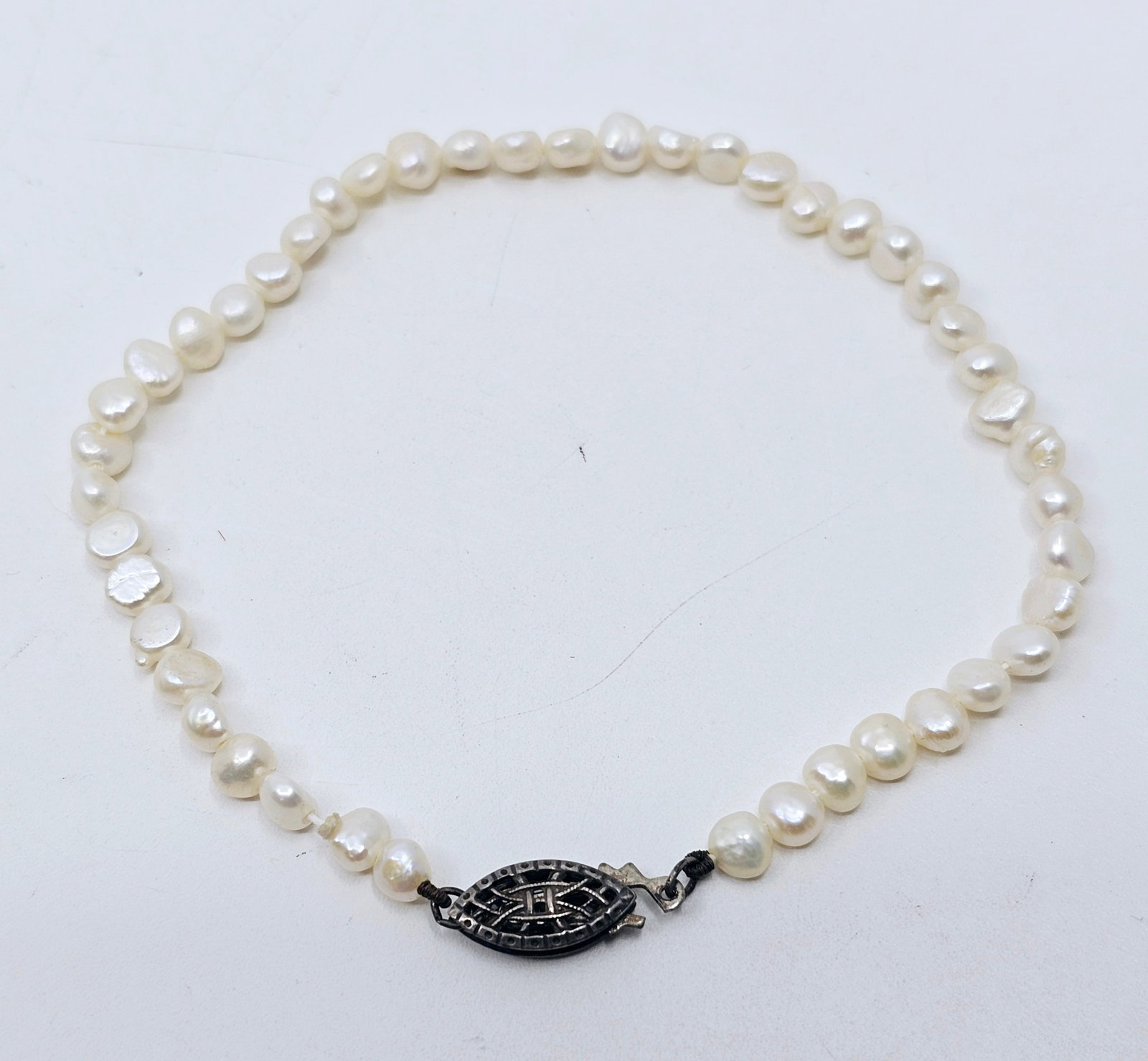 Vintage Pearls Bracelet with Sterling Silver Clasp: Vintage Pearls Bracelet with Sterling Silver Clasp 7" Long