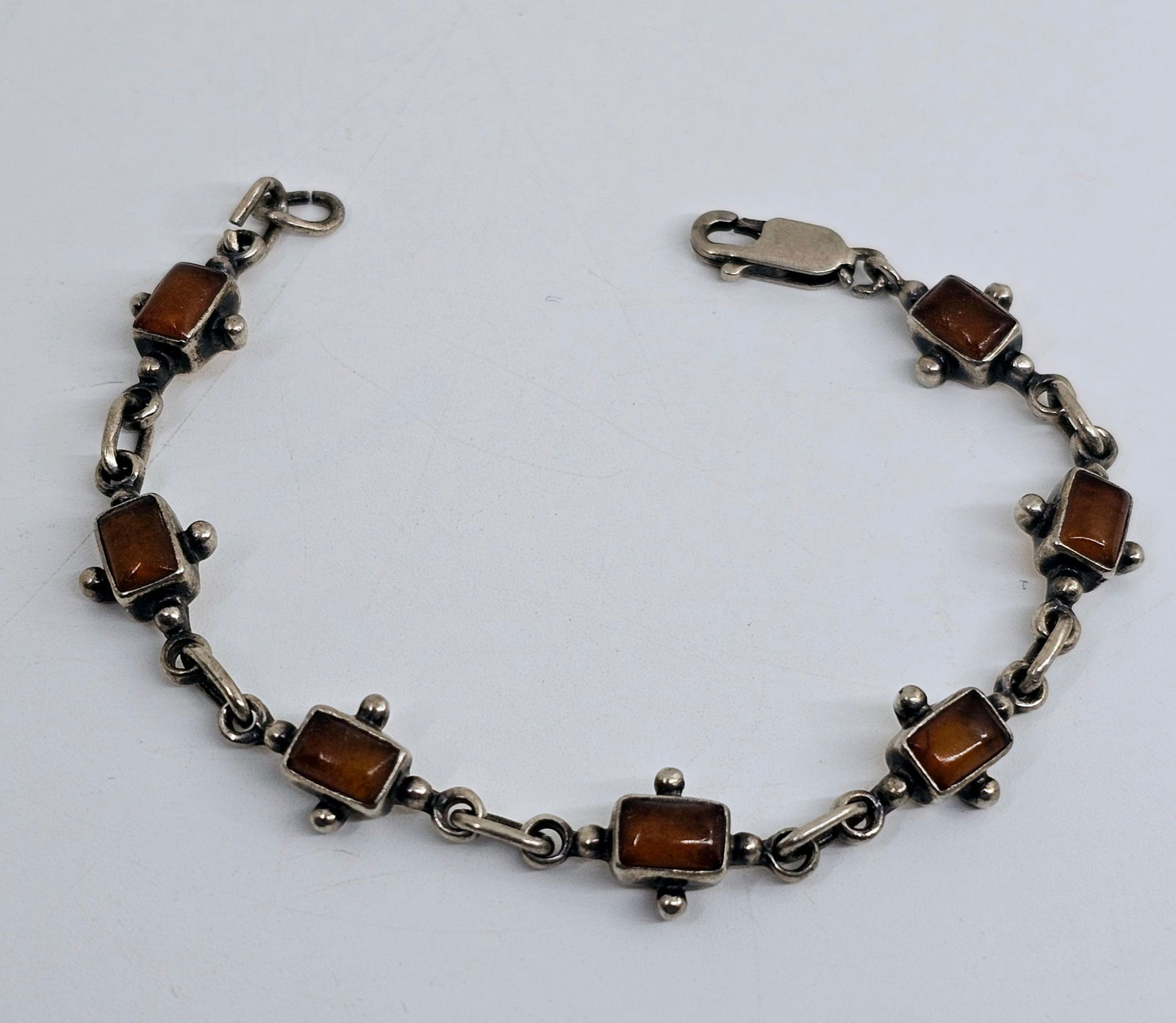 Vintage Sterling Silver Amber Bracelet (1 of 6)