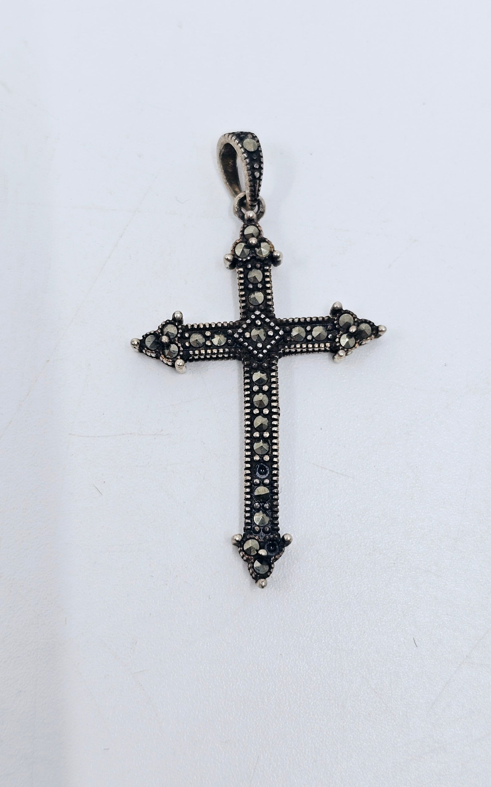 Antique Sterling Silver Cross Pendant Marcasites (1 of 3)