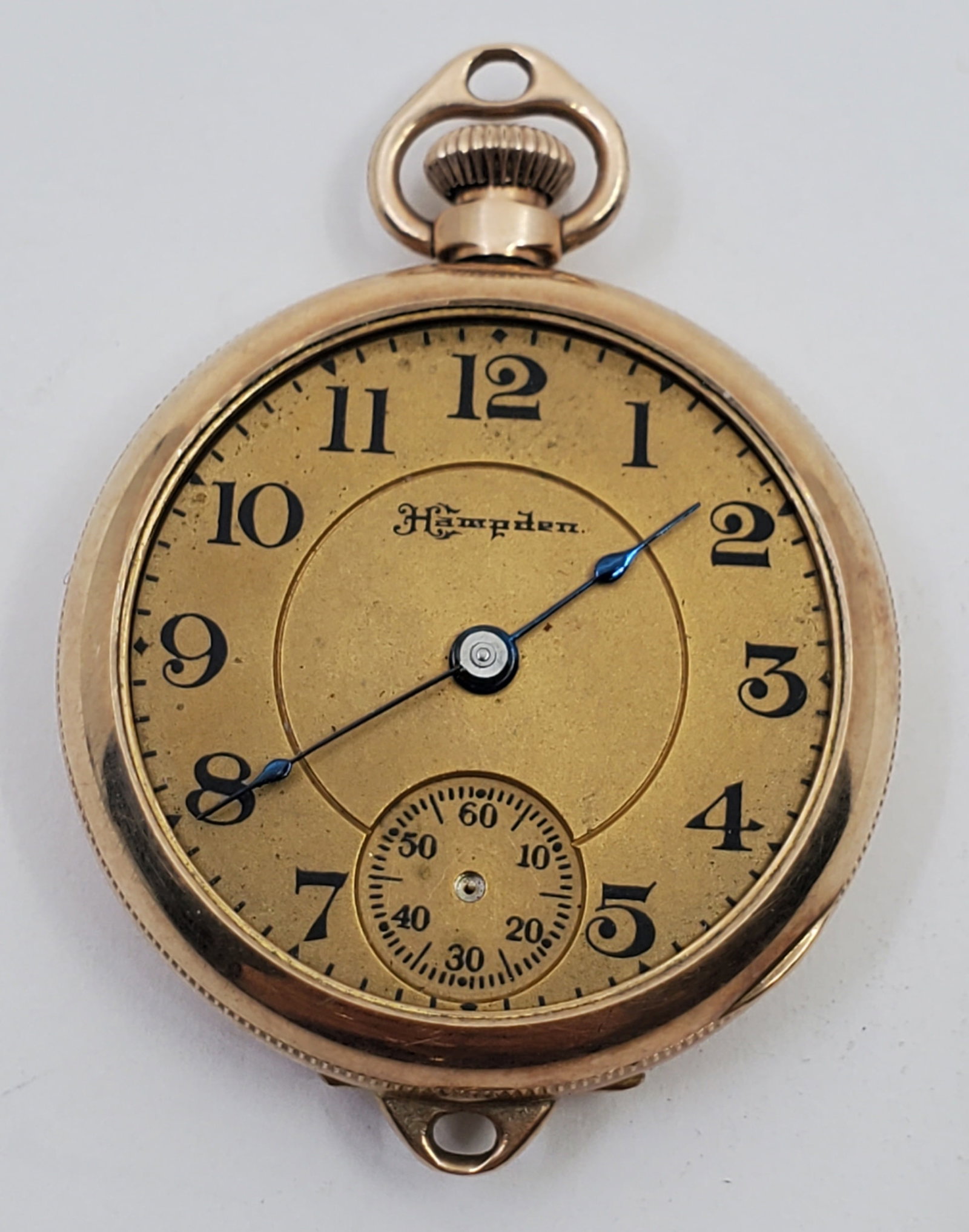 Ladies HAMPTON Gold Filled Pocket or Pendant Watch: 28 mm. MOLLTSTARK movement. Missingcrystal. Not working.