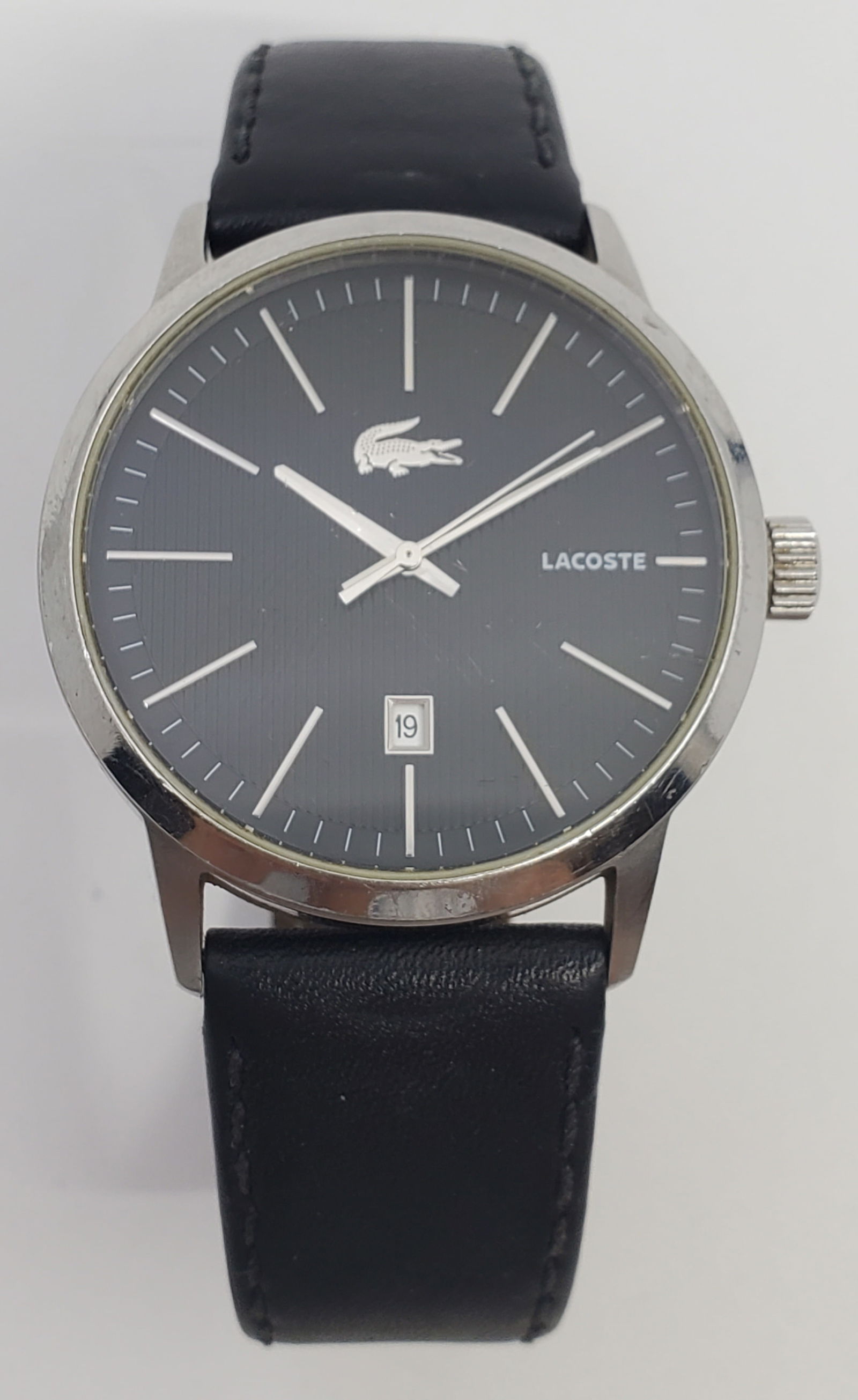 Lacoste Quartz Movement Men's Watch: Lacoste Model : LC. 35.1.14.0173, Quartz Movement Men's Watch 38mm, Leather Band, Need New Battery, we cannot guaranteed accuracy