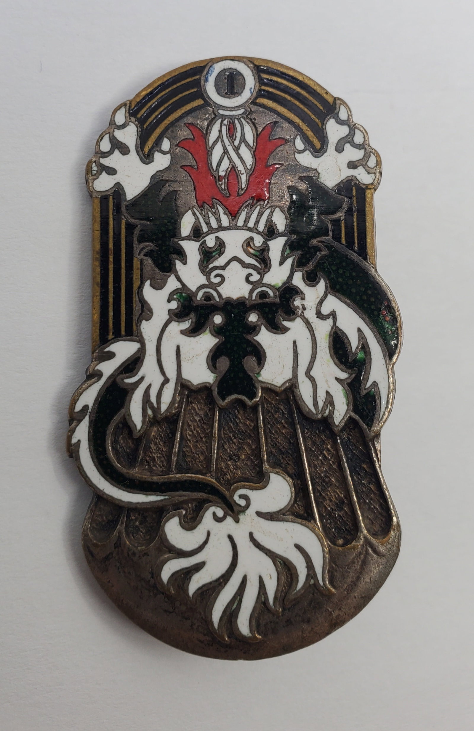 France in Vietnam, PBVN, 1st Parachute Battalion Badge: Badge from the 1st Vietnamese Parachute battalion, inscription on the back DRAGO Paris Nice , 43 Rue olivier Metra Enameled Badge 2" x 1"