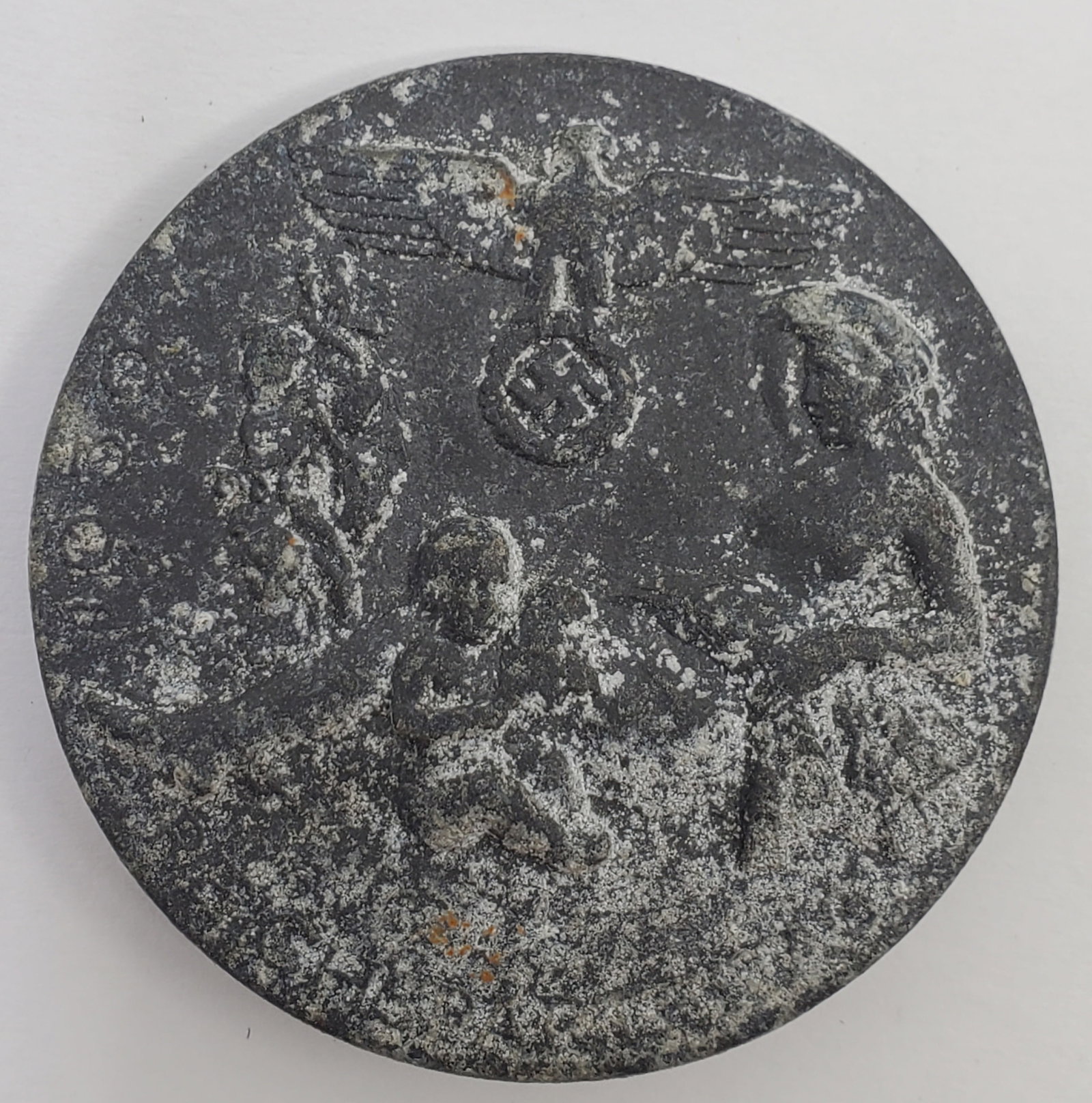 German WWII, Tinnie Reich party day 1939: German WWII, Tinnie Reich party day 1939, Marked on the back : RZM, M9/209, GEBR. JAGER GABLONZ 1 3/4" x 1 3/4"