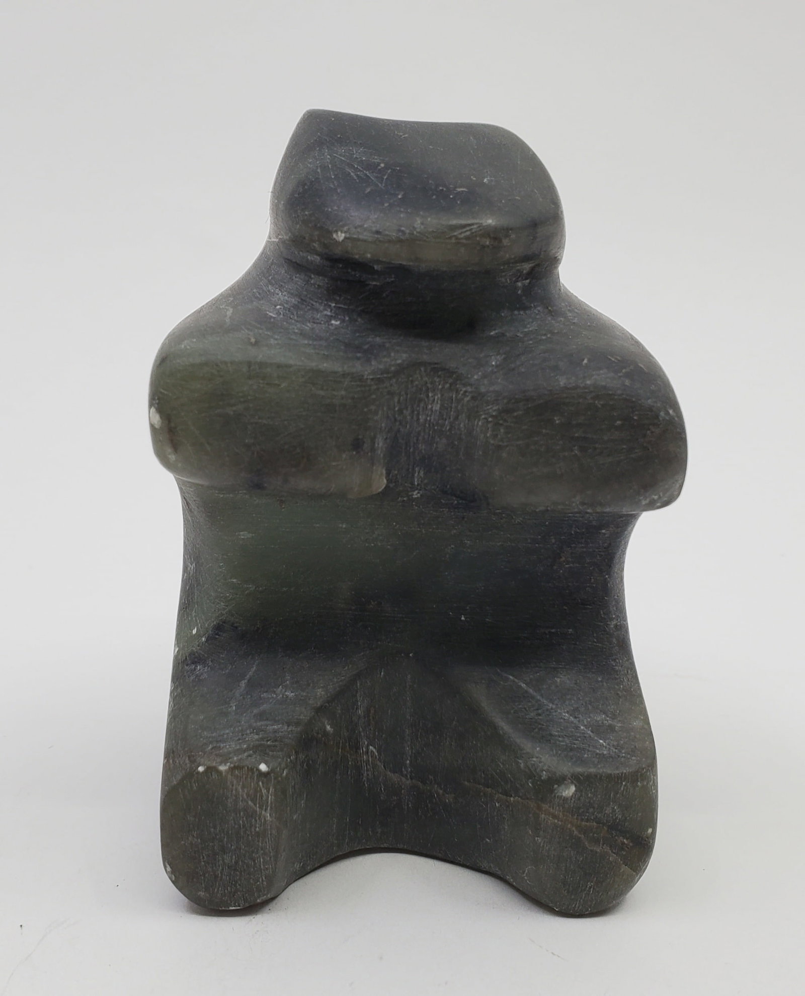 Inuit Art Stone Carving of a Bear: Inuit Art Stone Carving of a Bear Soap Stone, representing a Bear, signed underneath 3 1/2" x 2 1/2" x 2"