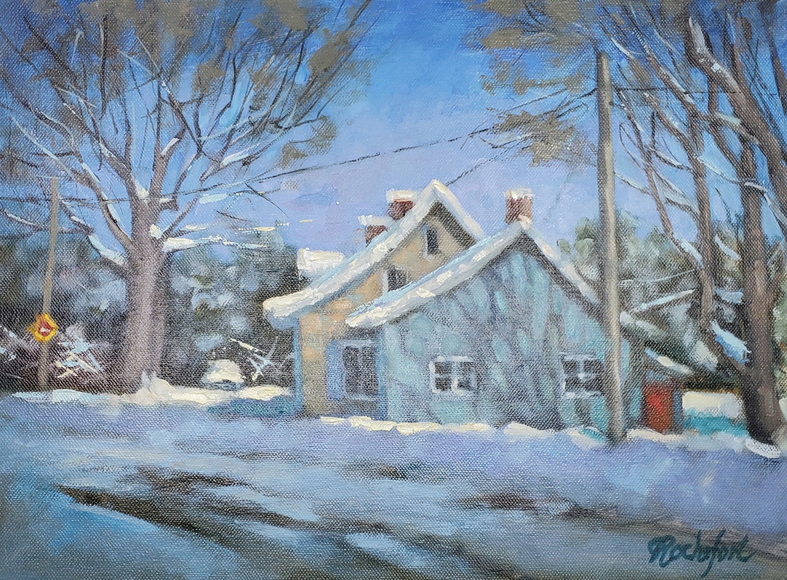 Rochefort, Ann (XX) Canadian, House in Winter: Oil on canvas, signed on lower right Rochefort 12" x 16"