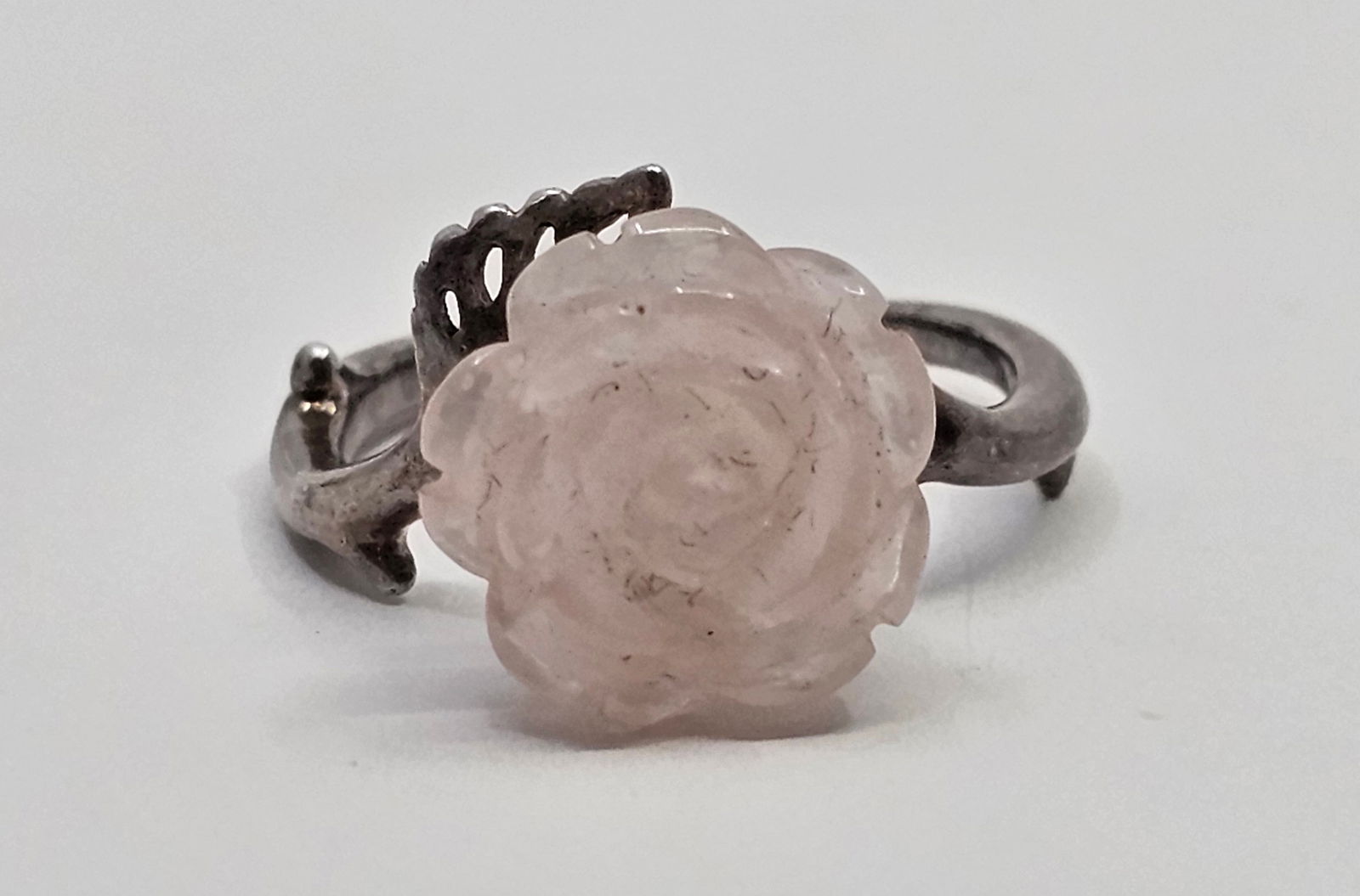 Pinck Quartz Flower Sterling Silver Ring (1 of 6)