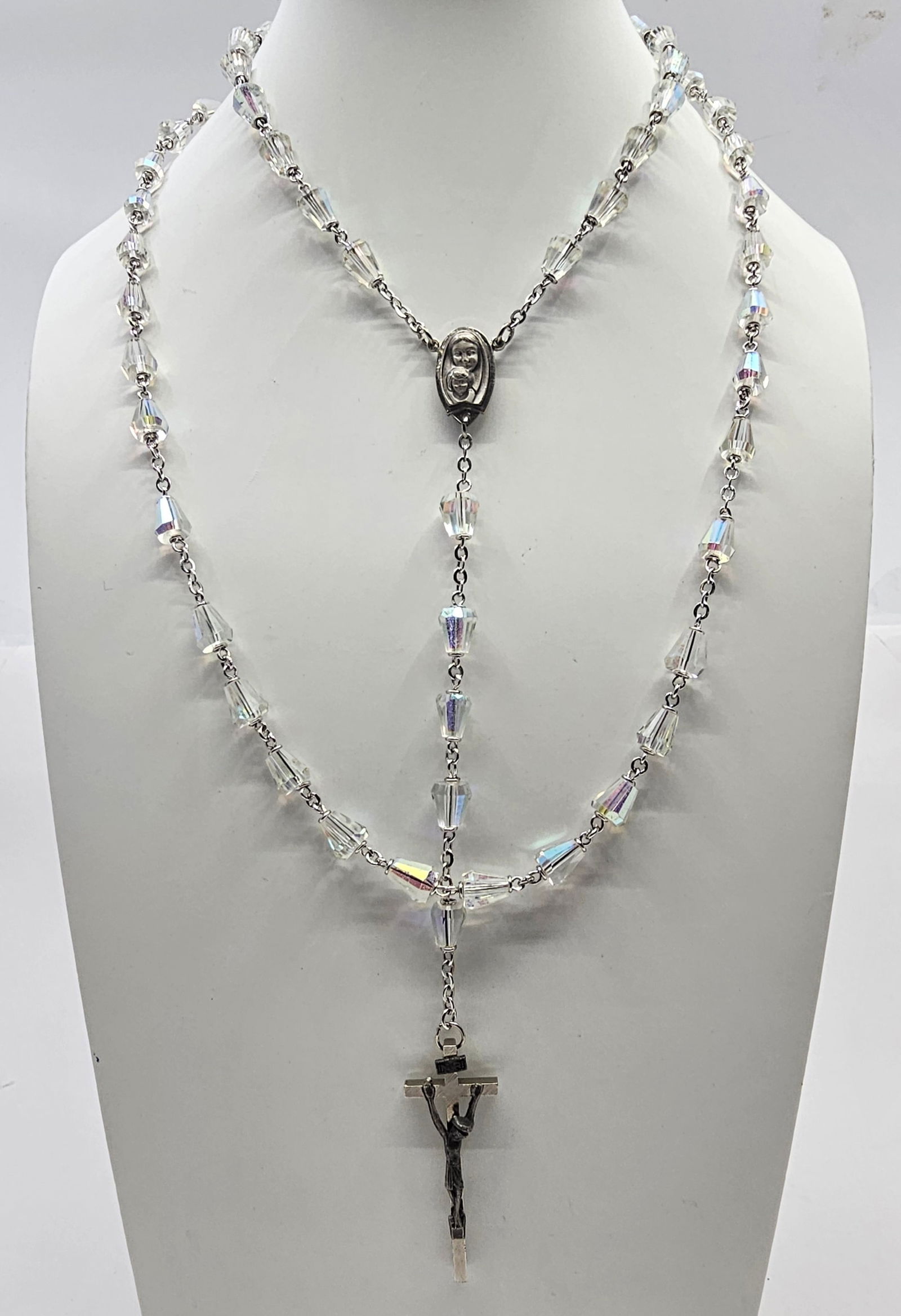 Vintage Catholic Rosary Clear Glass Beads (1 of 2)