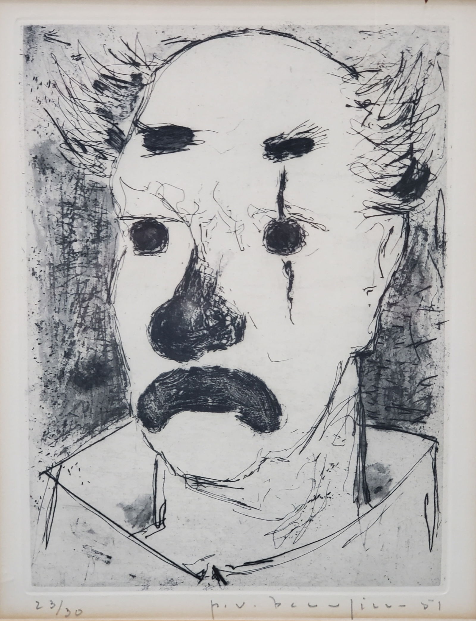 Beaulieu, Paul-Vanier (1910-1996) Canadian, Clown (1951): Artist : Beaulieu, Paul-Vanier (1910-1996) Canadian, Titre : Clown (1951) Description (FR) : Gravure sur papier, 23/30, signee et datee en bas a droite P.V. Beaulieu 51 Description (ENG) : Etching on