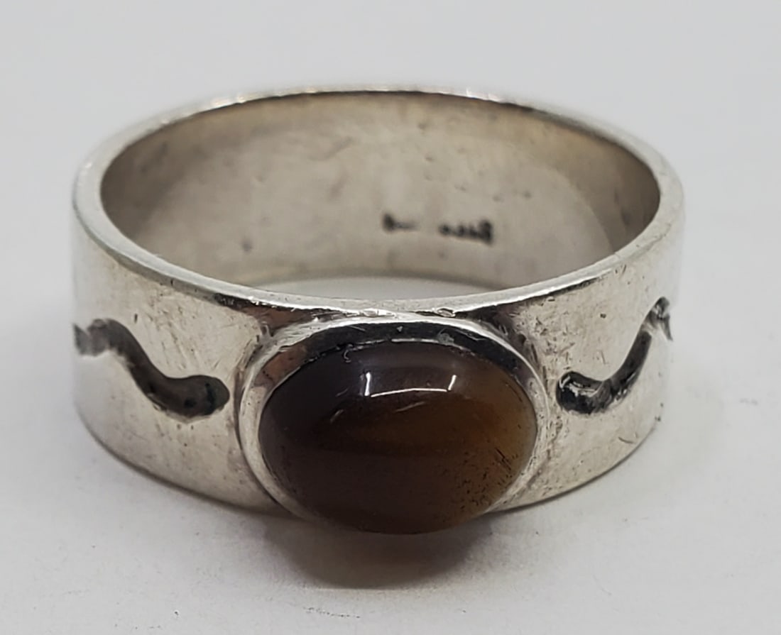Opus, Modernist Sterling Silver Tiger Eye Ring (1 of 6)