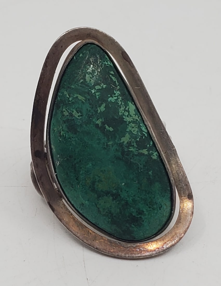 Reuven, Israeli Modernist Green Turquoise Ring (1 of 5)