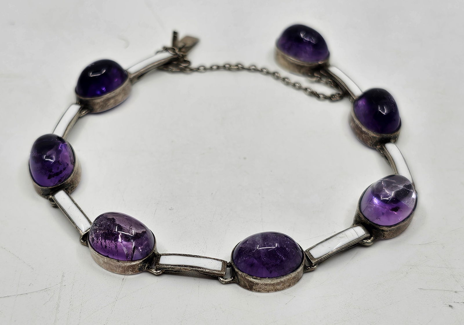 Vintage Sterling Silver Amethyst Enameled Bracelet (1 of 6)