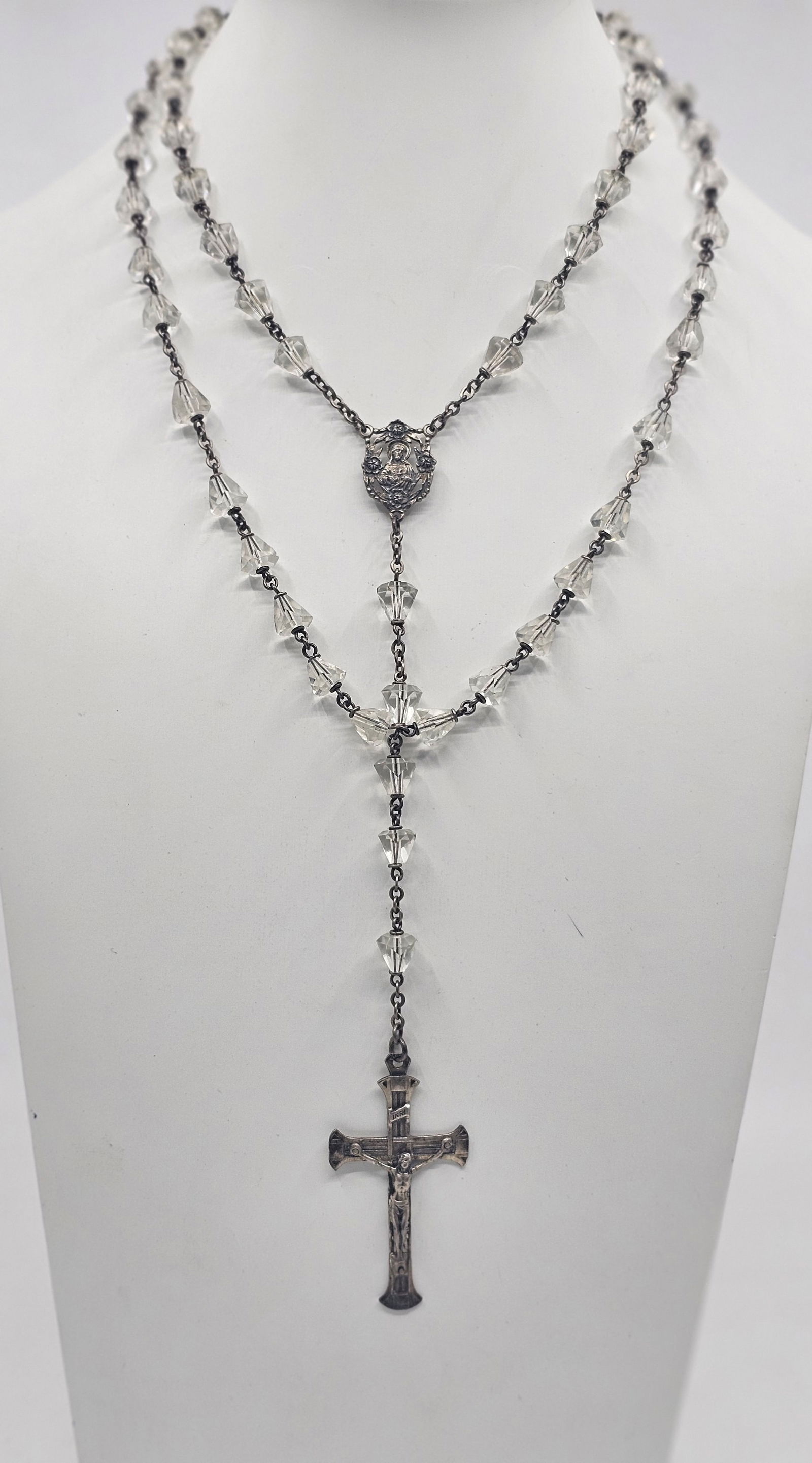 Vintage Sterling Silver Clear Crystal Rosary (1 of 6)