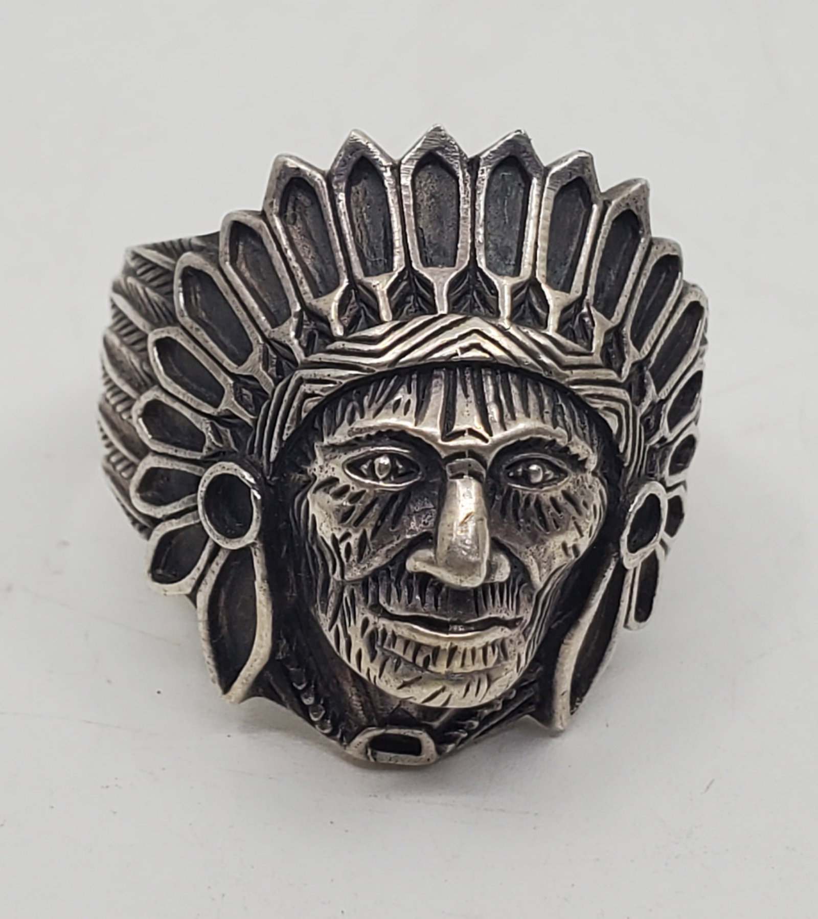 Vintage Sterling Silver Chief Head Ring (1 of 5)