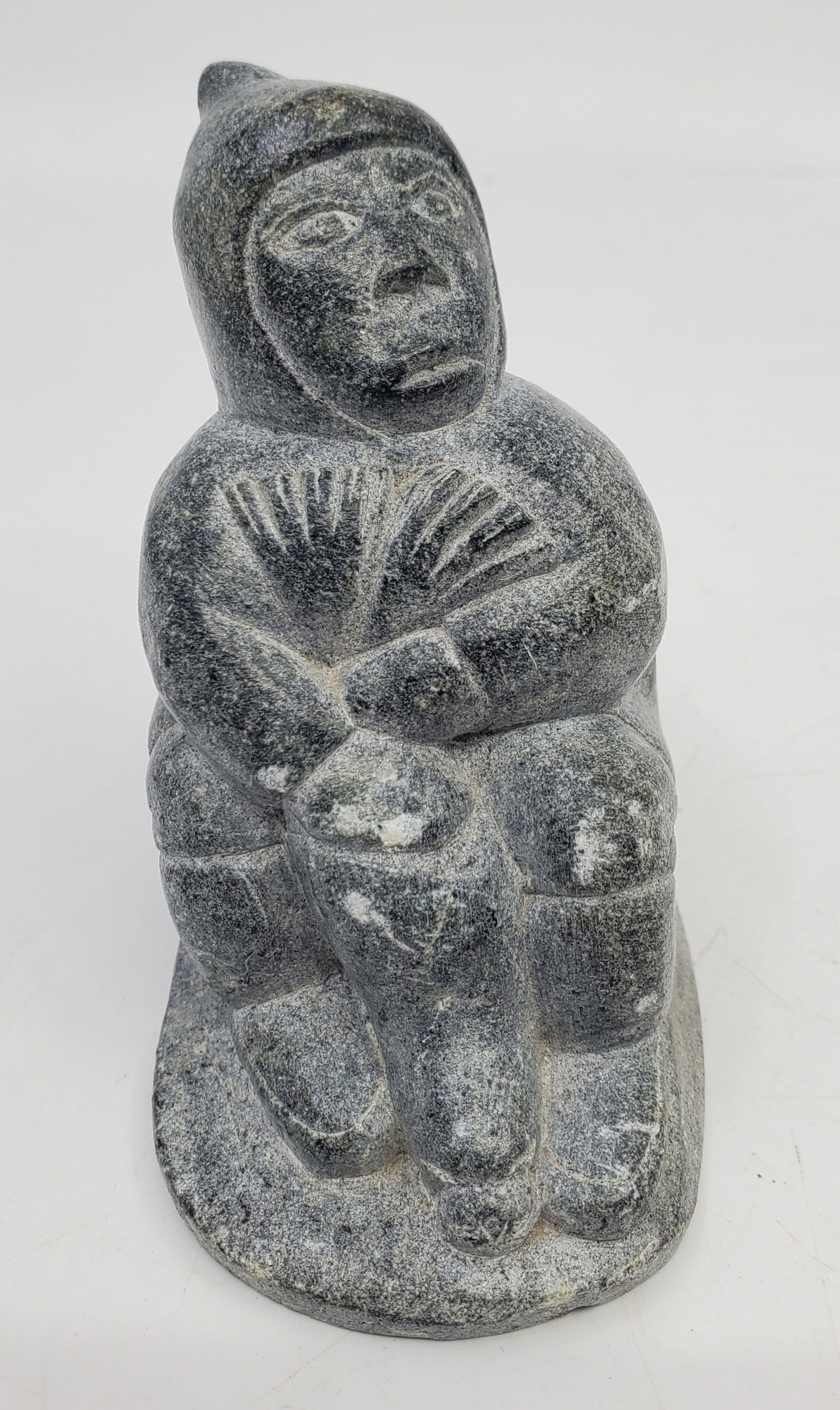PIRTI SMITH, Levi Alasua (1927-1986) Puvirnituq, Seal Hunter: Soap Stone Sculpture, signed underneath Levi Smith E9-1326 3" x 2" x 3 1/2"
