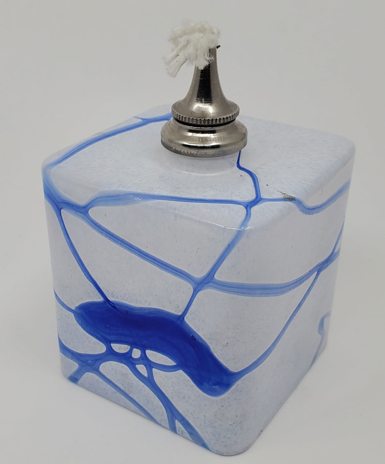 KOSTA BODA, BERTIL VALLIEN OIL LAMP ART GLASS: Art Glass Oil Lamp, marked underneath Boda B Vallien 68310 4 1/4" x 2 1/2" x 2 1/2"