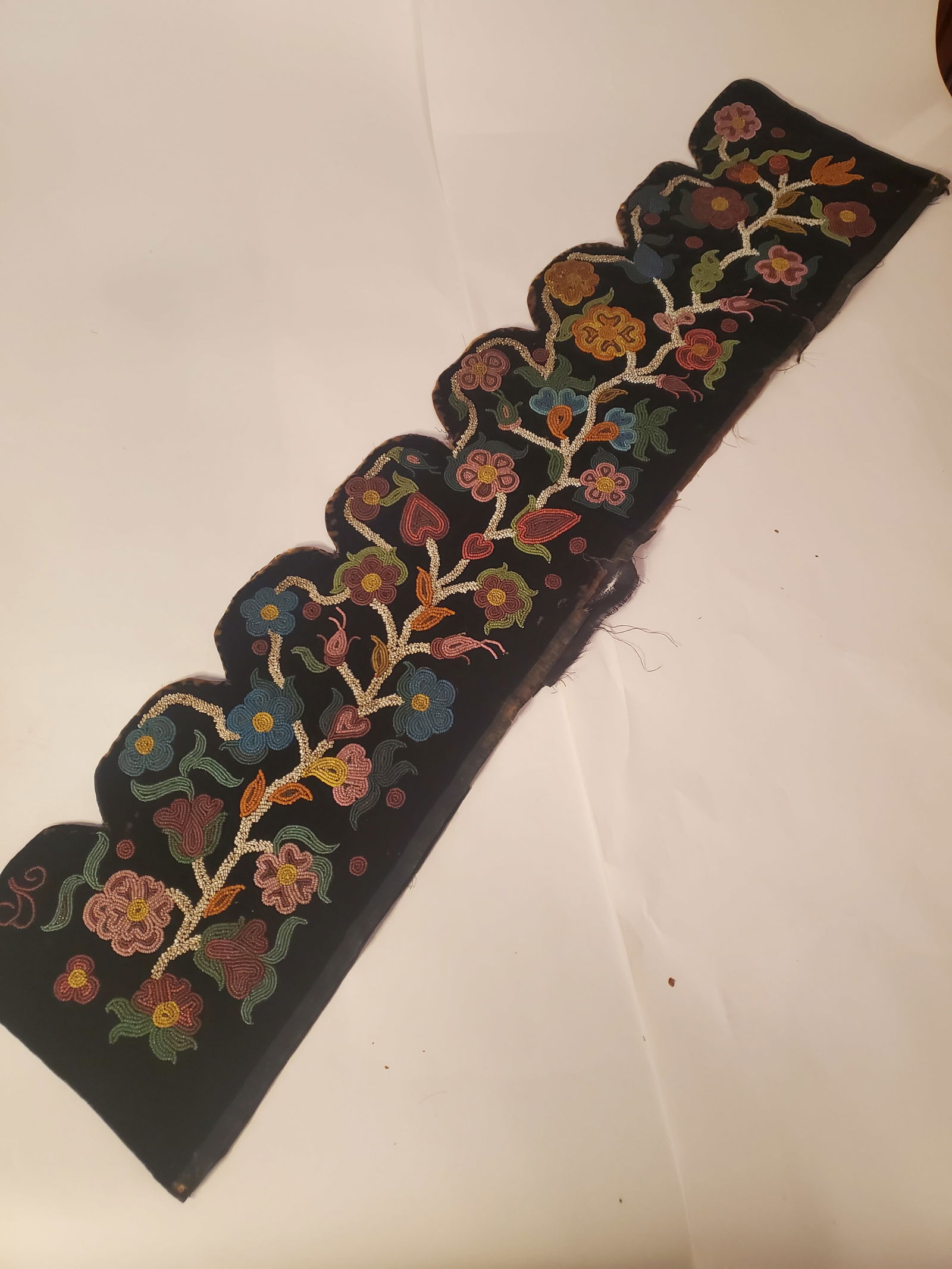 NATIVE AMERICAN Embroidery Belt Black Fabric with Beads (1 of 2)