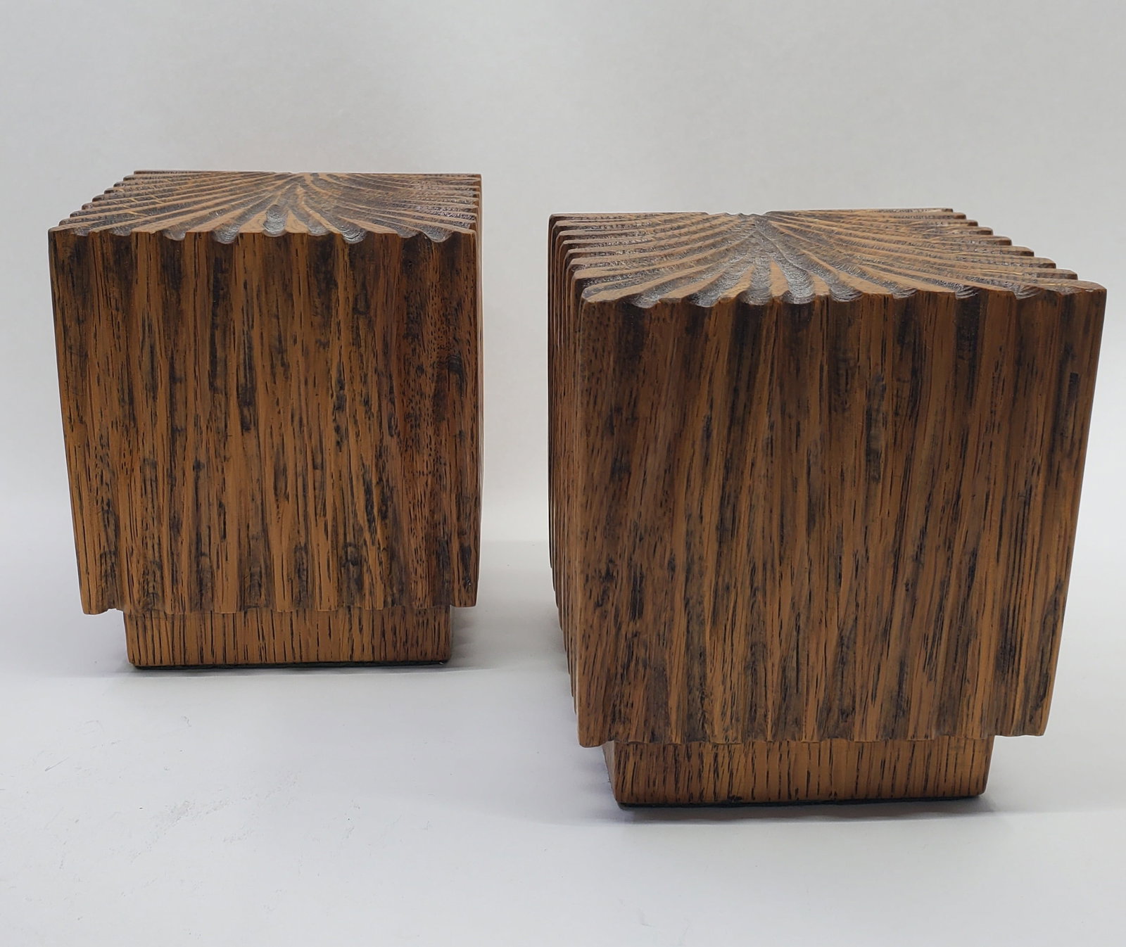 Simon Bourbeau (XX) Canadian, Modernist Pair of carved wooden book-ends (1 of 6)