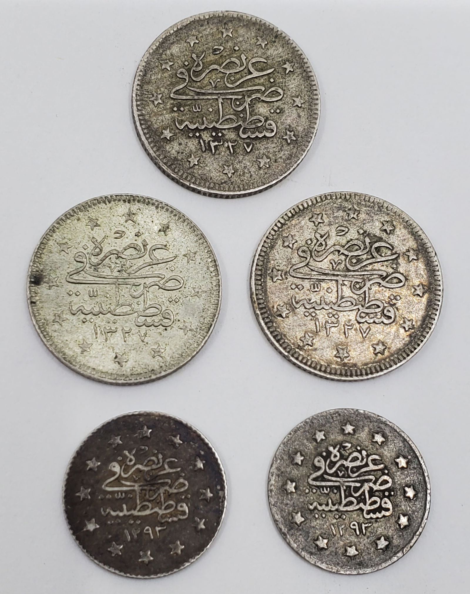 5 Small Old OTTOMAN Turkish Silver Coins Nice Condition (1 of 2)