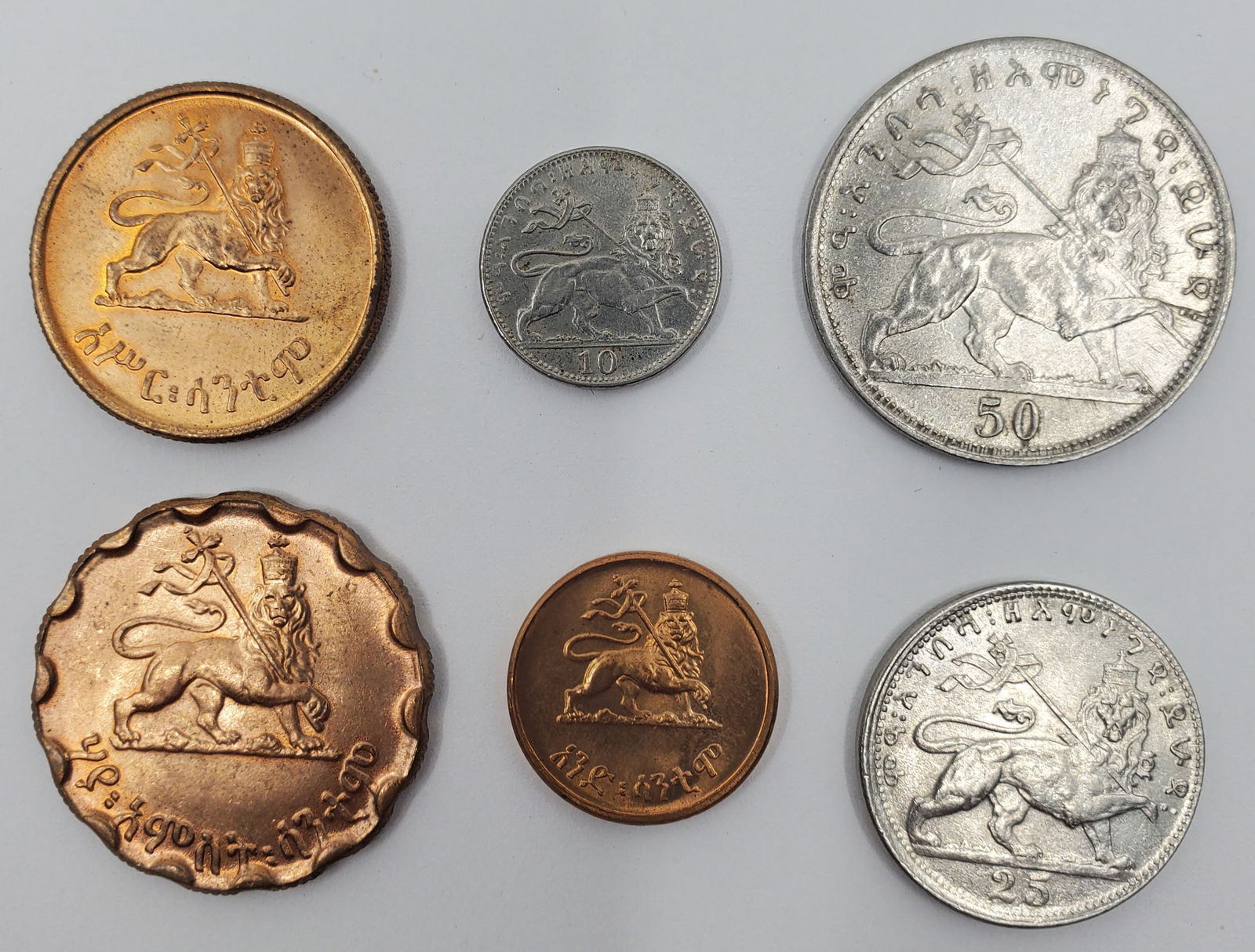 ETHIOPIA 6 Choice UNC Coins of Emperor HAILE SELASSIE (1 of 2)