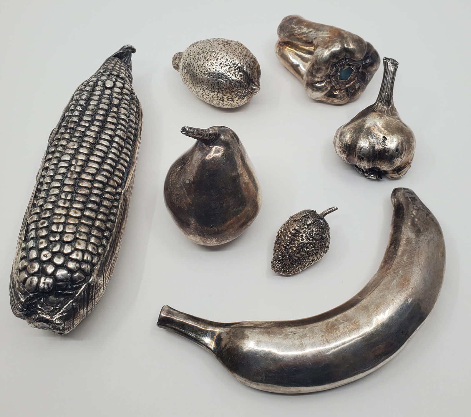 Vintage Set of 7 Sterling Silver Decorative Fruits and Vegetables (1 of 4)