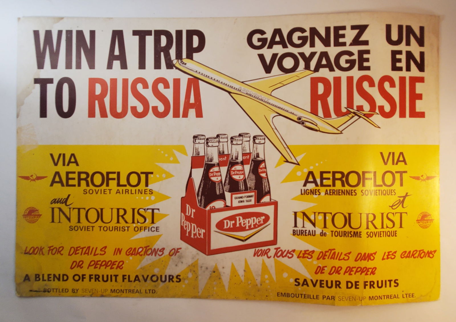 Vintage DR PEPPER - WiIN A TRIP TO RUSSIA Advertisement Poster (1 of 1)