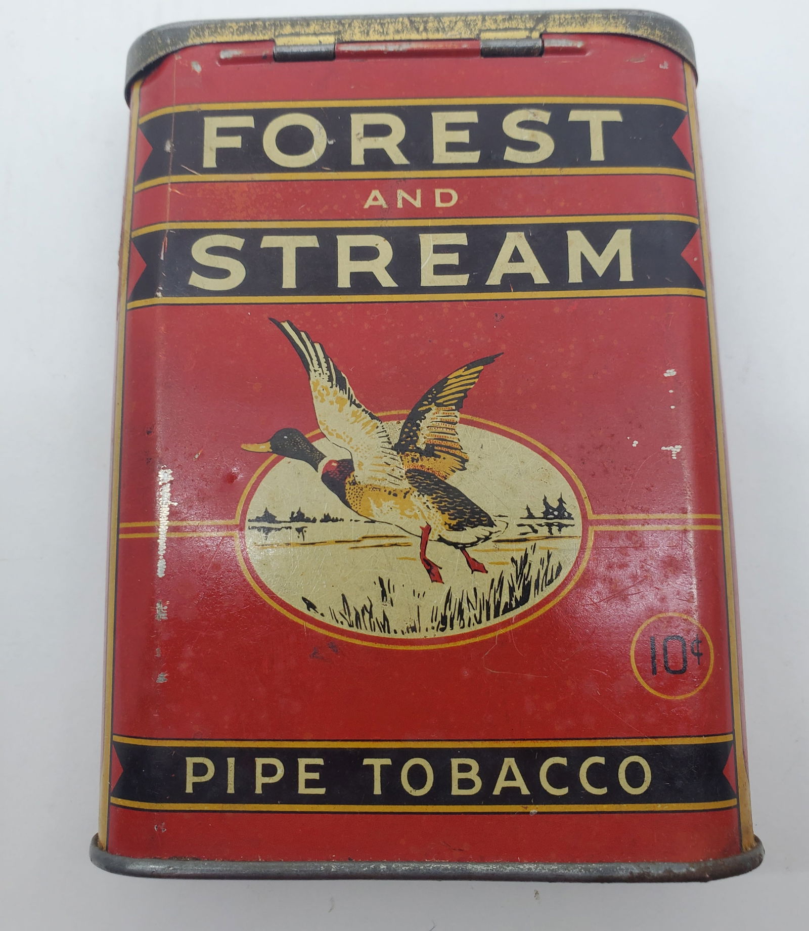 Antique FOREST and STREAM Metal Pipe Tobacco Tin (1 of 5)
