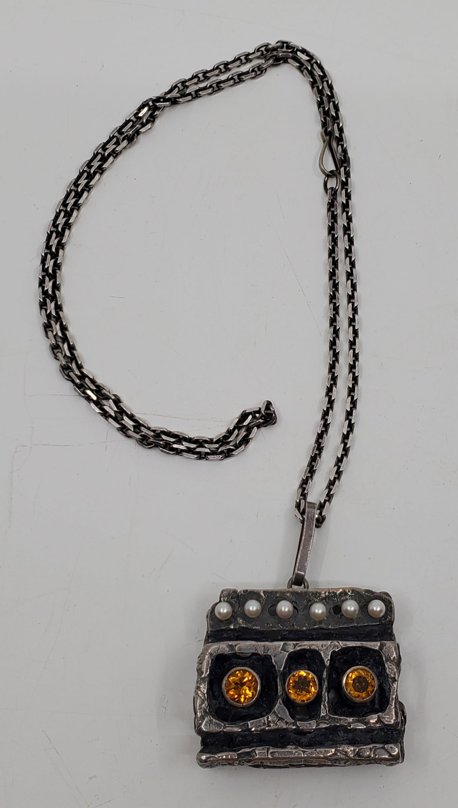 Walter Schluep (1931-2016) Canadian Brutalist Modernist Sterling Silver and 18KT Pendant Necklace (1 of 8)