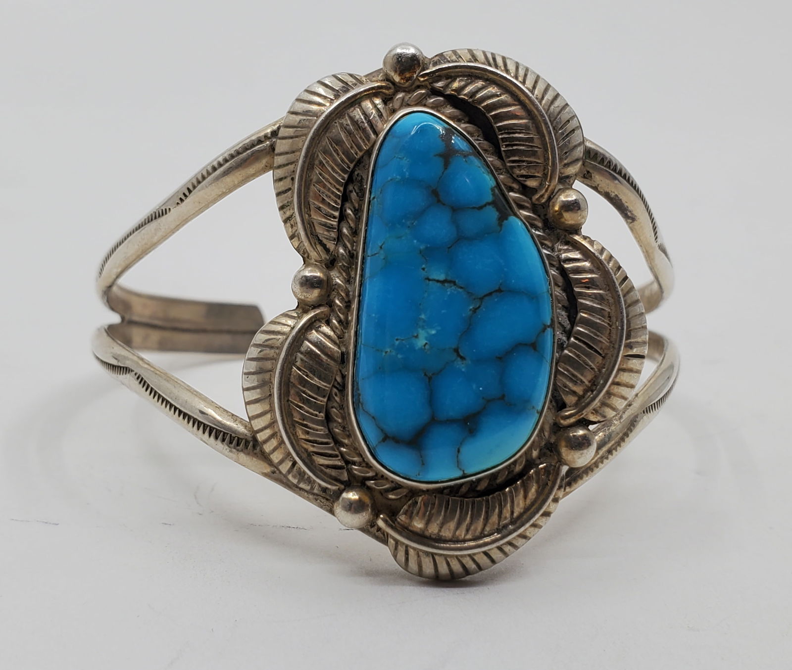 Navajo Sterling Silver Cuff Bracelet, Signed MC (1 of 8)