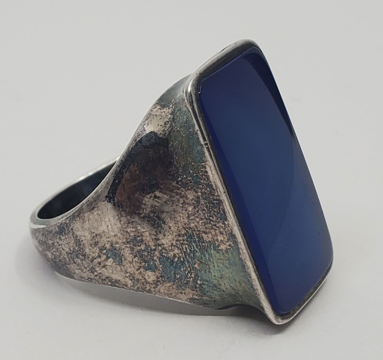 Joachim Spaliu, Spanish Mordernist Sterling Silver Blue Stone Ring (1 of 7)