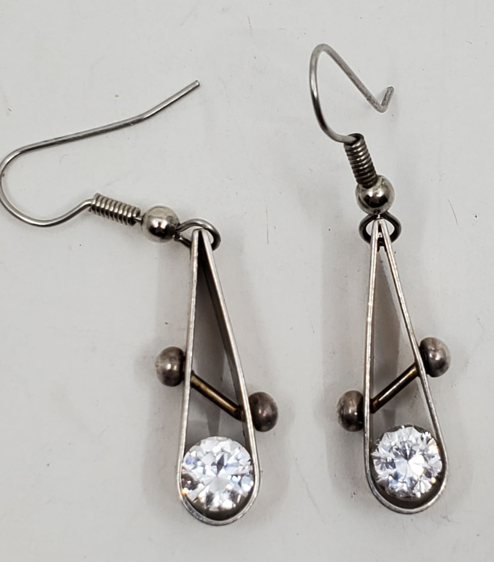 C.Noir, Modernist Sterling Silver and 14KT Gold Earrings (1 of 5)