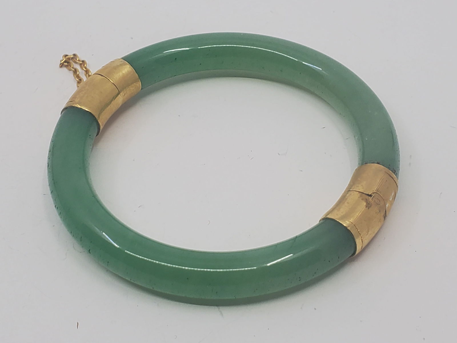 Antique Chinese Gold Plated Jade Bangle Bracelet (1 of 6)