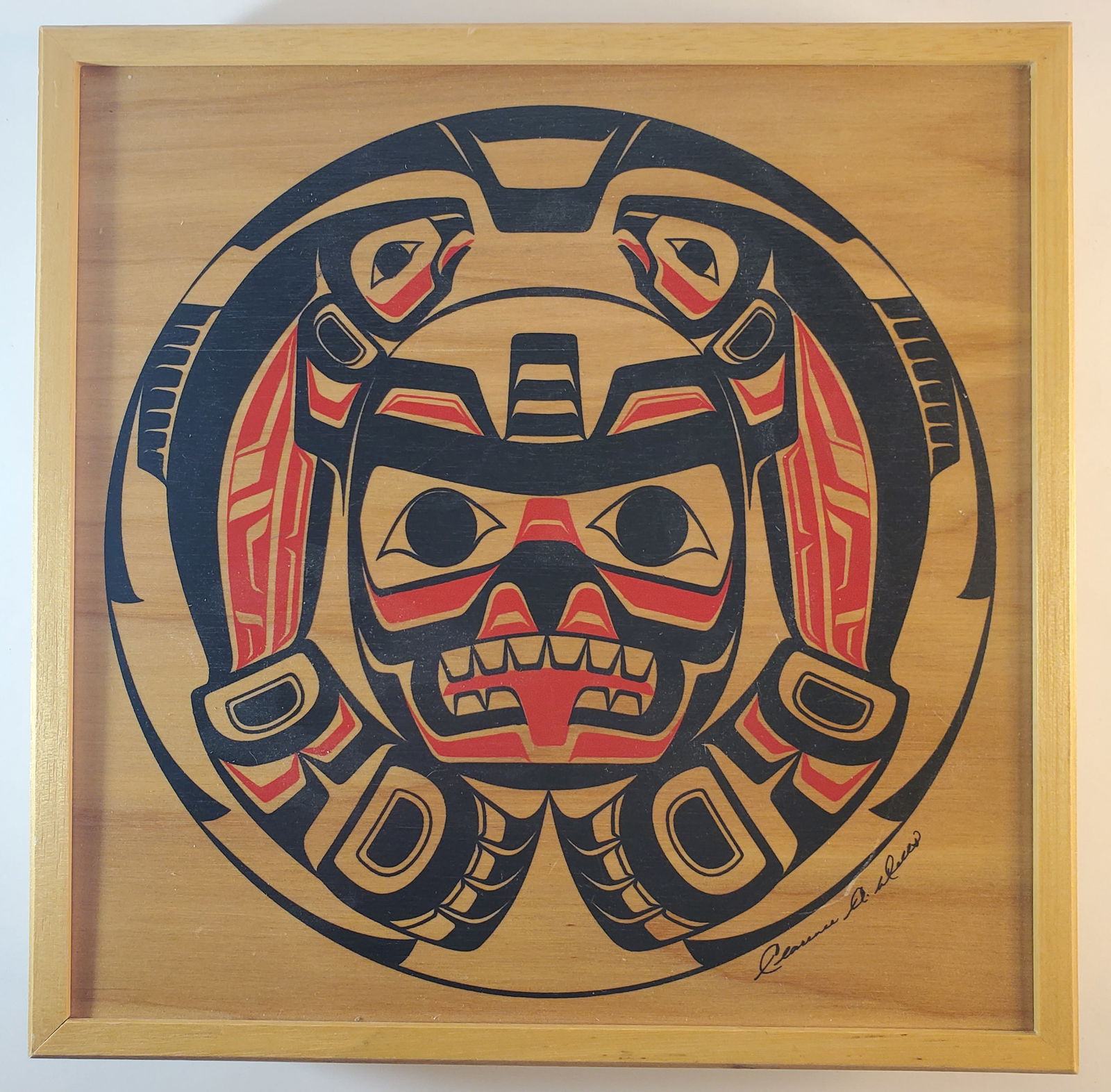 CLARENCE A. WELLS First Nations Square Painted Covered Wood Box (1 of 3)