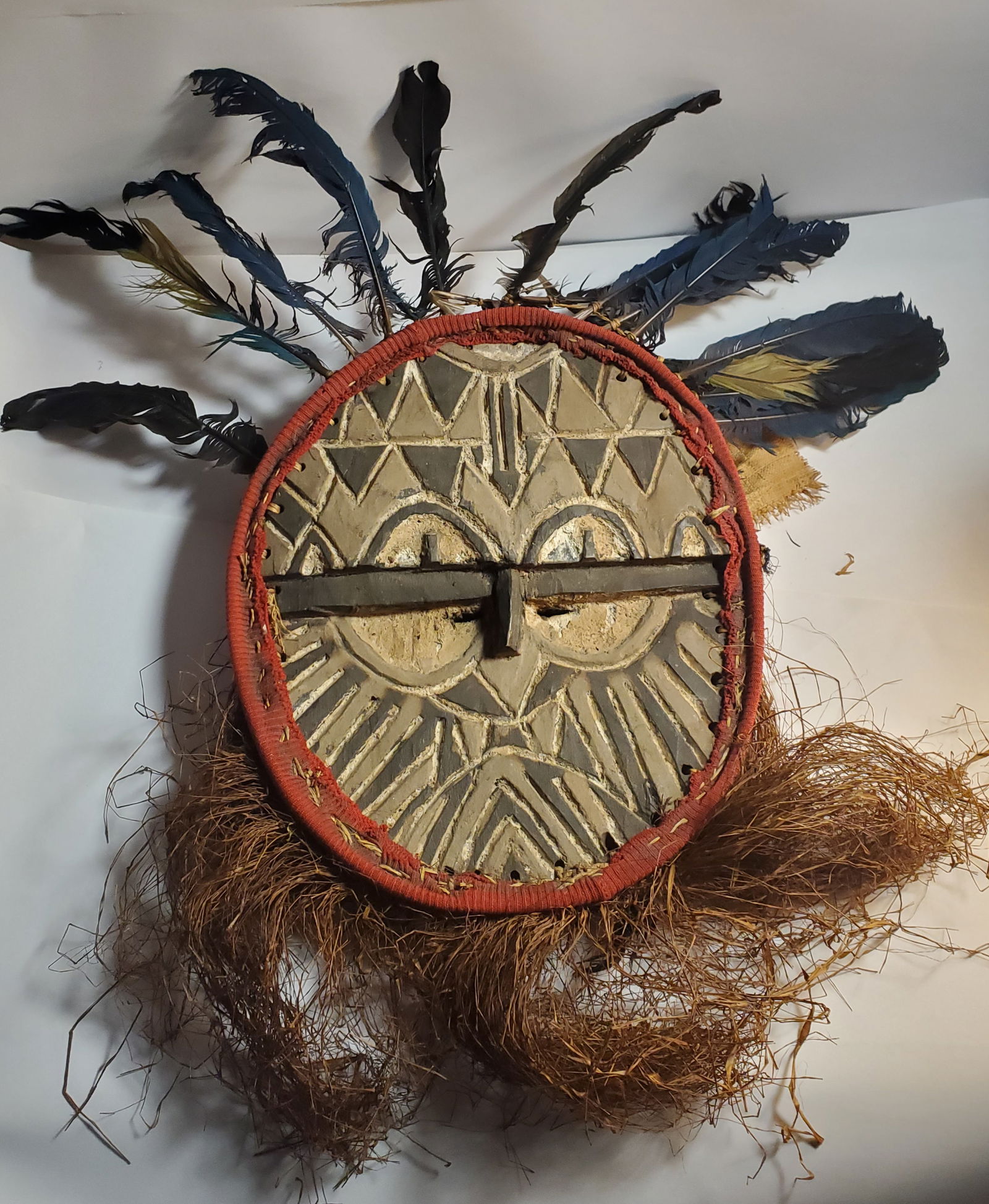 Afrian Congo Teke Wood Mask with Hay (1 of 4)