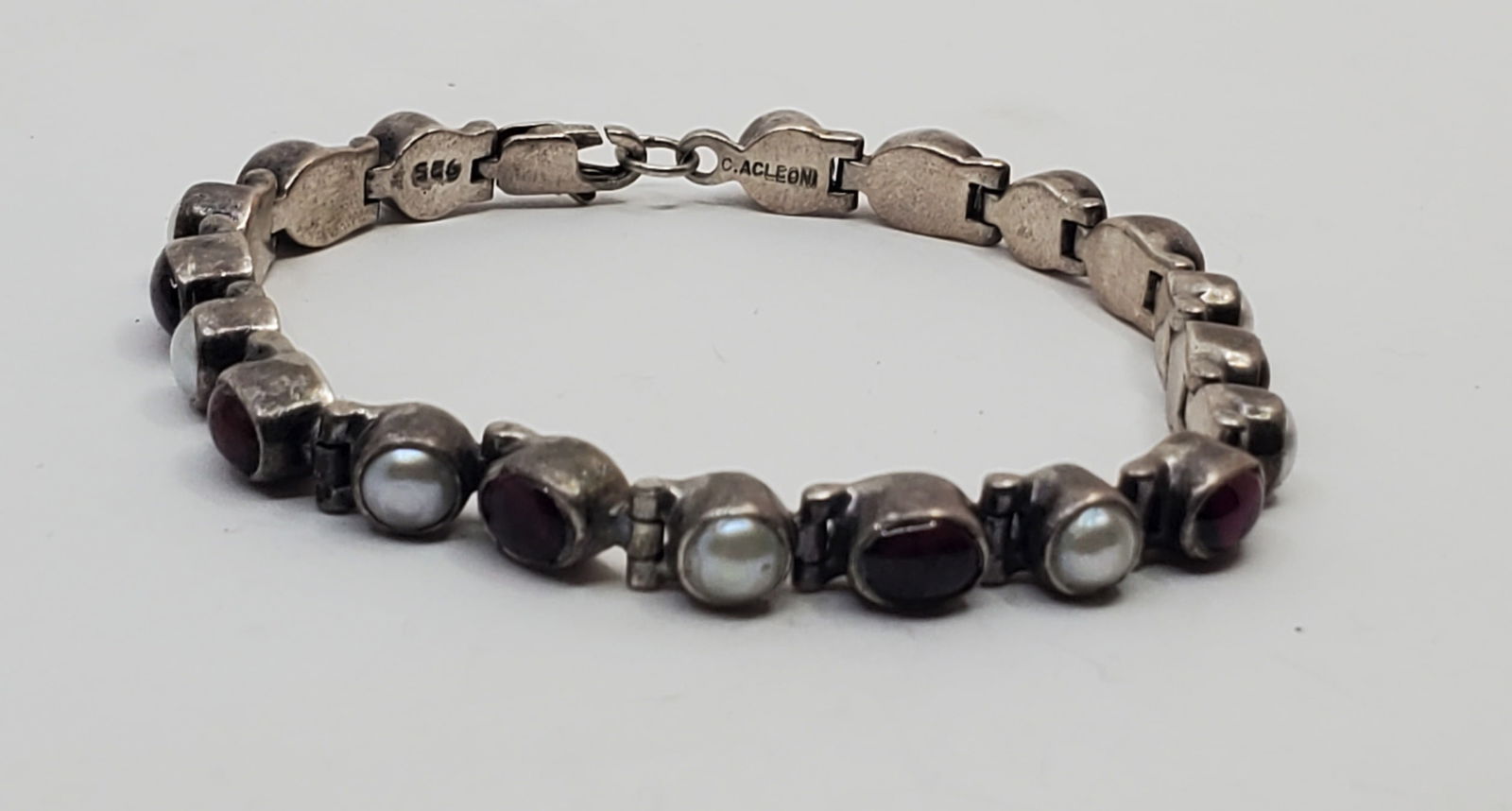 C. Acleoni, Sterling Silver Pearl and Hematite Bracelet (1 of 6)