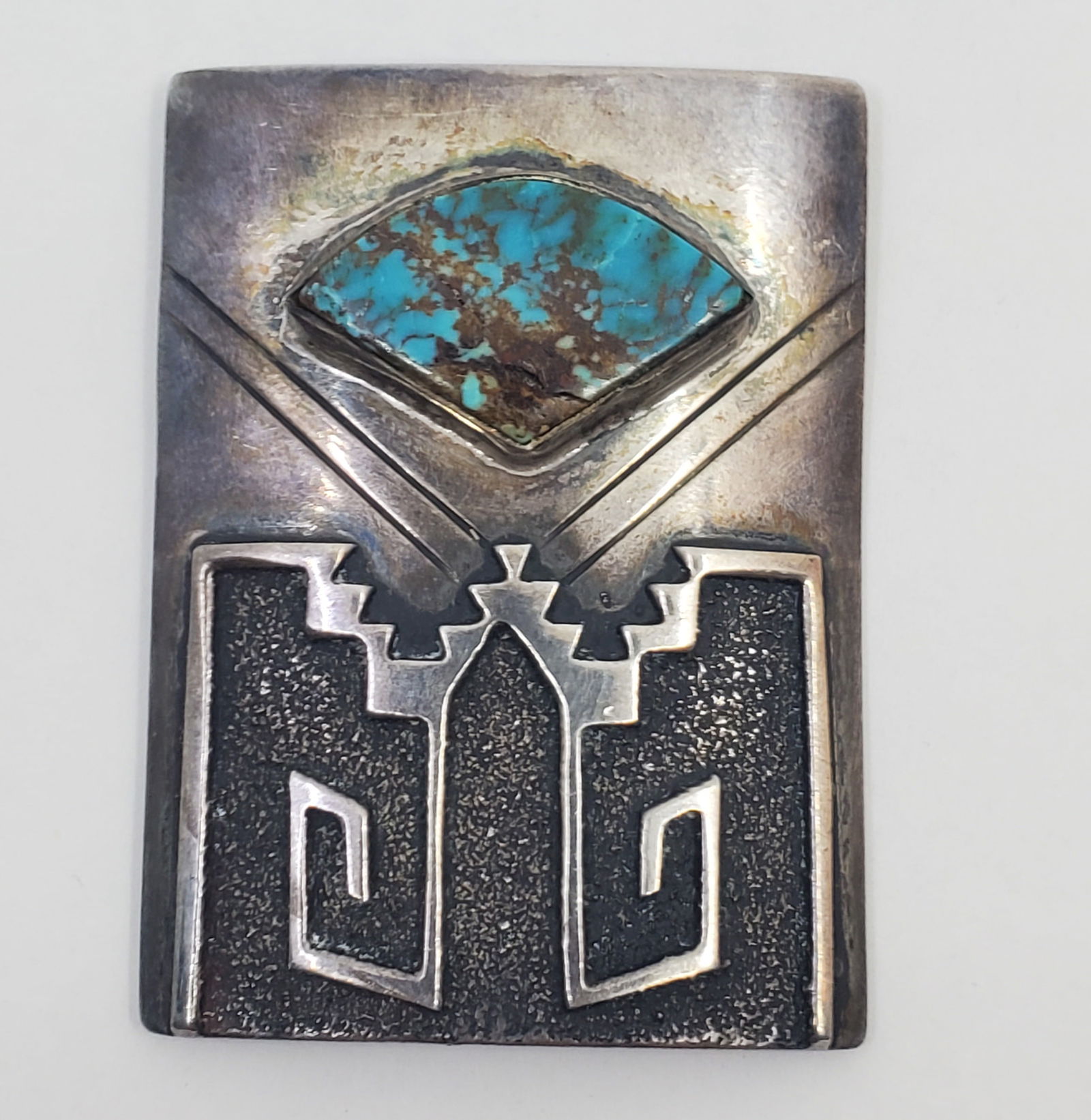 Thomas Singer, Navajo Sterling Silver Turquoise Belt Decoration (1 of 4)