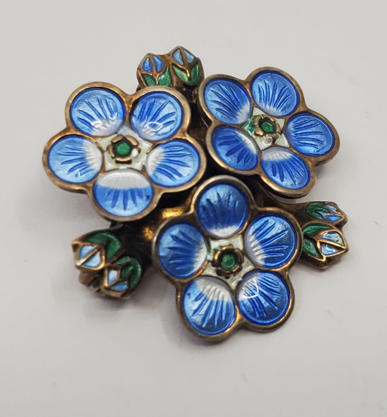 David Andersen, Norwegian Sterling Silver Flowers Enameled Brooch (1 of 5)