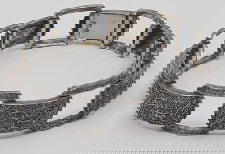 Theodor Fahrner (1859-1919) German Art Deco Sterling Silver Bracelet: Sterling SIlver Bracelet, set with Marcasites, marked on the back Original Fahrner 925 TF 7 1/2" x 3/4" Weight: 29,9 g