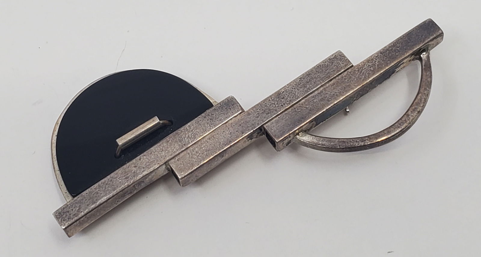 J. Allan, Sterling Silver Onyx Modernist Brooch (1 of 5)