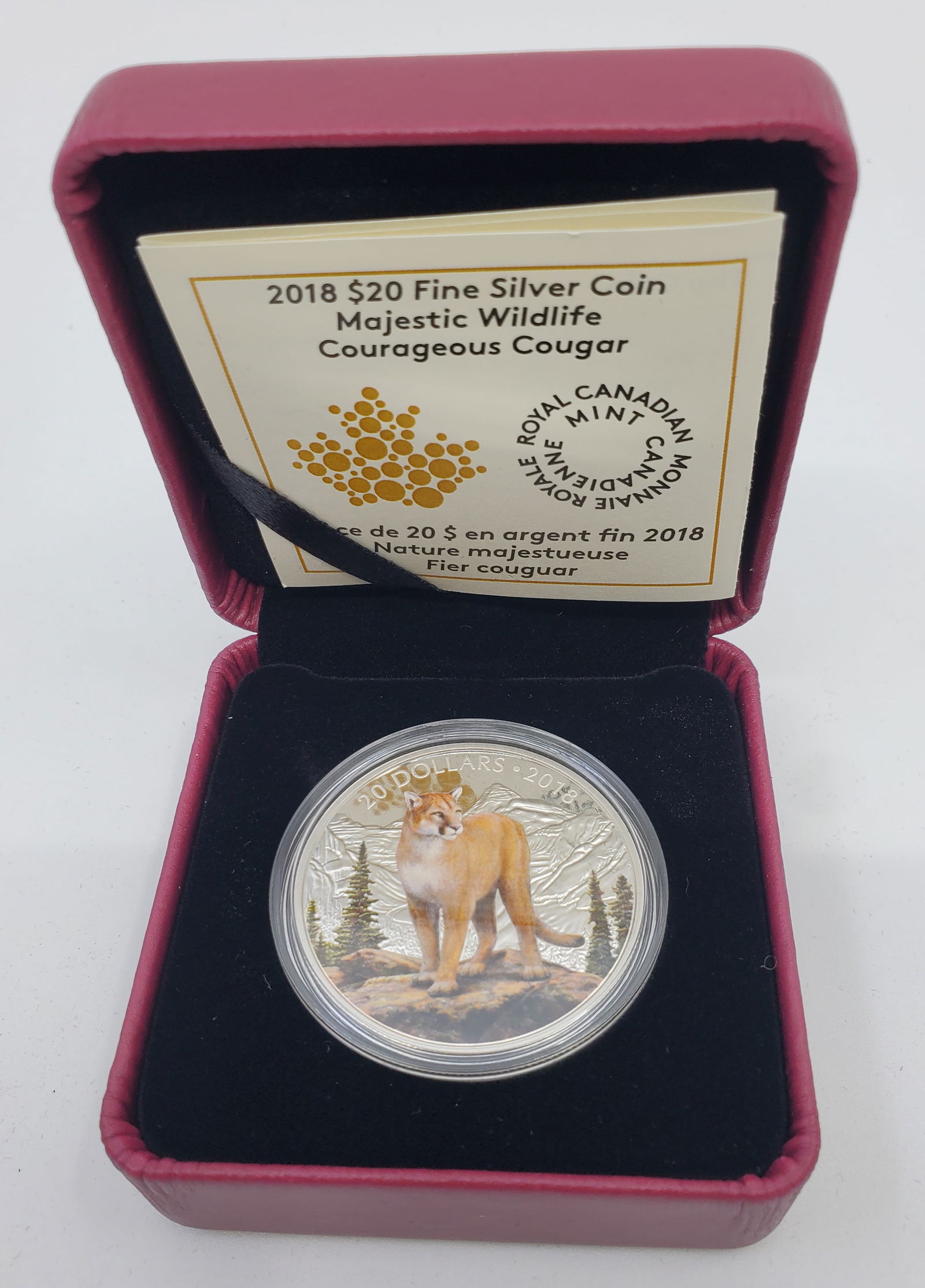 2018 $30 Fine Silver Coin Majestic Wildlife Courageous Cougar (1 of 6)