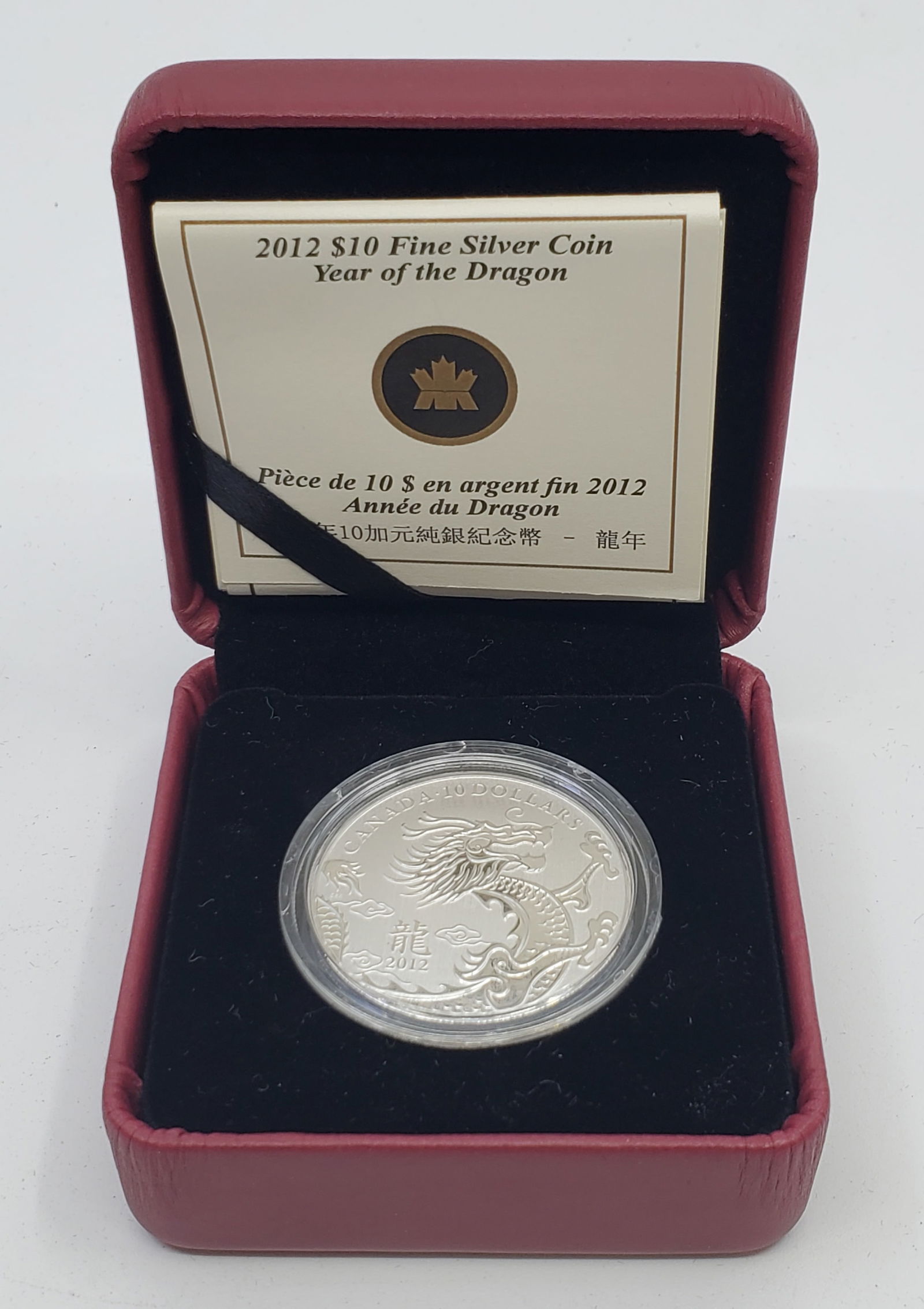 2012 $10 Fine Silver Coin, Year of the Dragon (1 of 6)