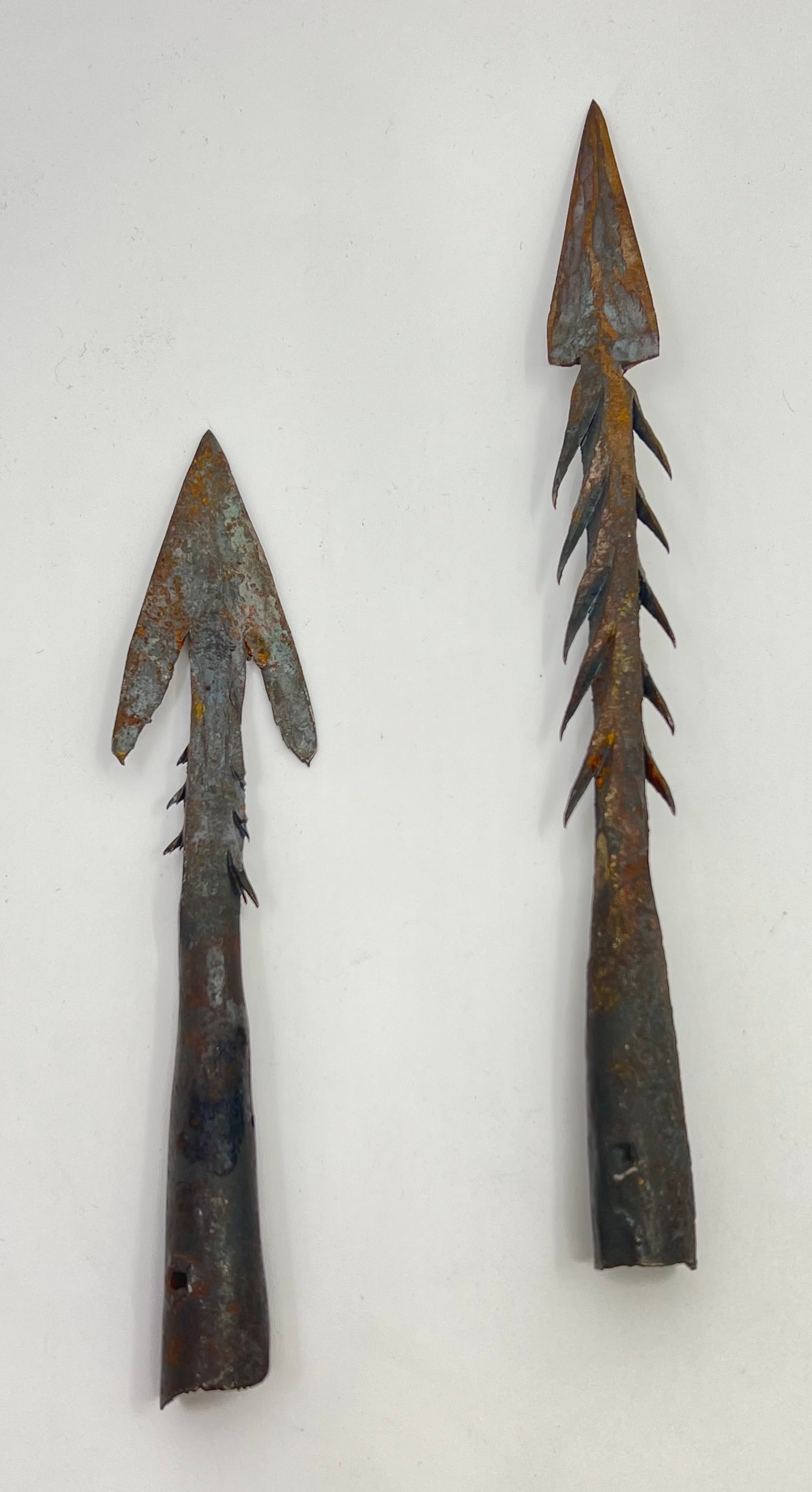 Set of 2 Antique African Iron Bow Head: Longer one is : 8 3/4"