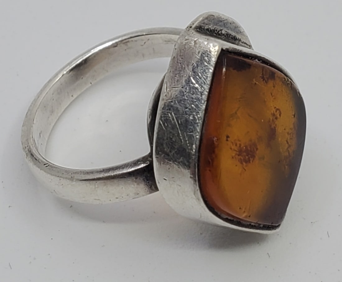 Vintage Polish Sterling Silver Amber Ring (1 of 5)