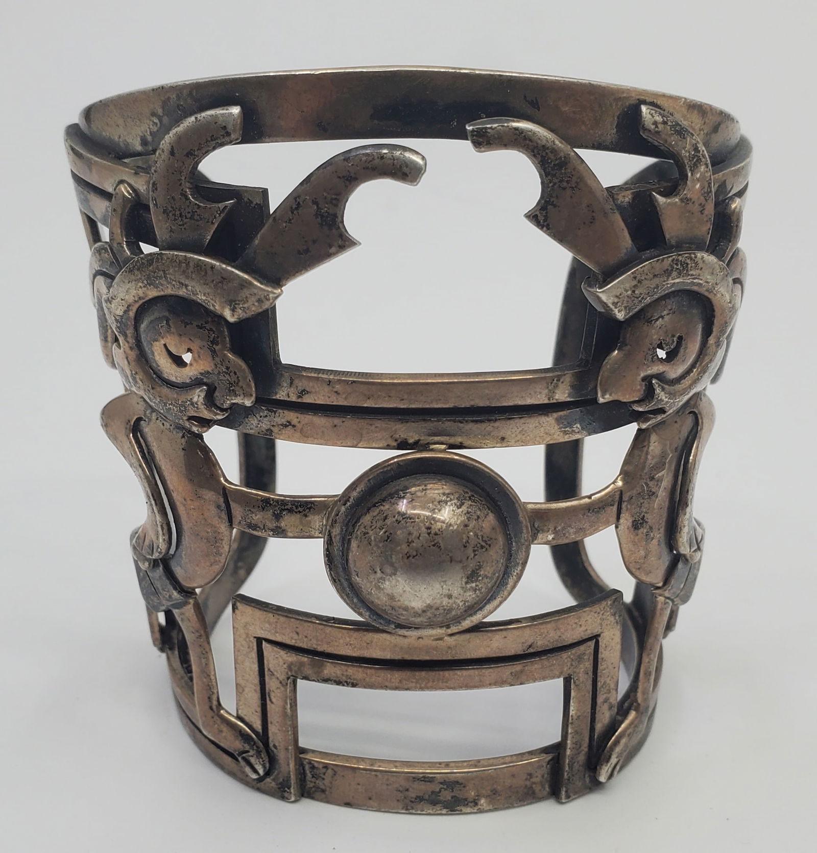 Miguel Garcia, Mexican Sterling Silver Large Cuff Bracelet (1 of 8)