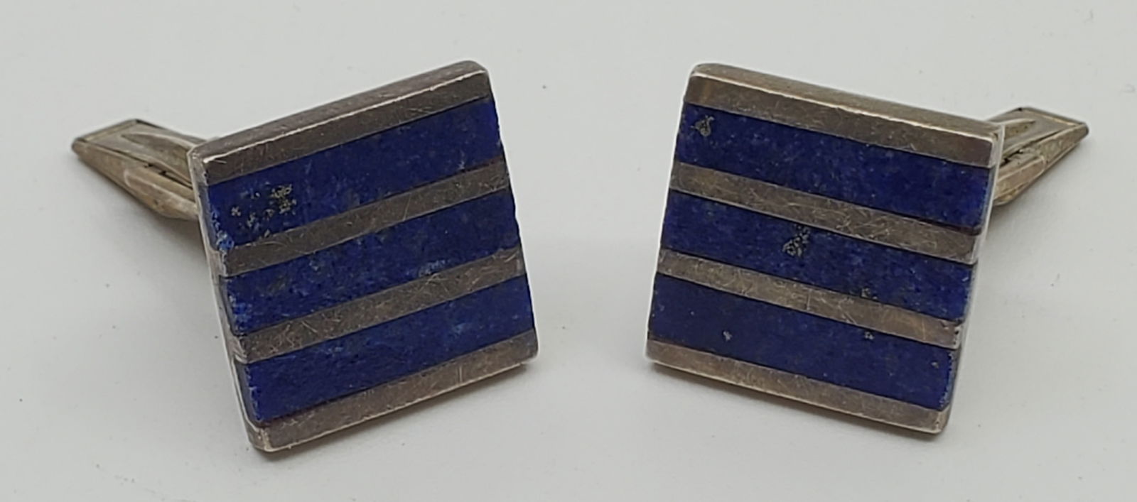 Modernist Sterling Silver Lapis Lazuli Cufflinks (1 of 4)