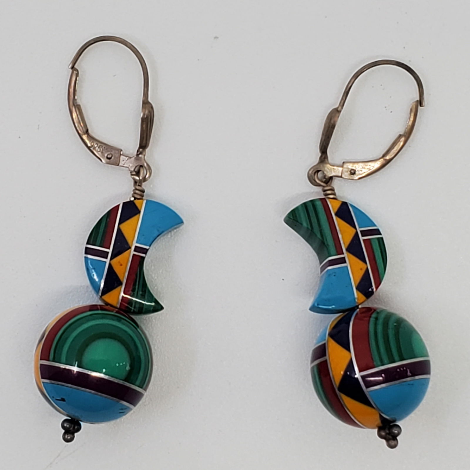 Vintage Zuni Sterling Silver Inlaid Earrings (1 of 4)