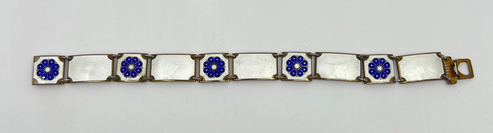 David Andersen, Norwegian, Sterling Silver Guilted Enameled Flower Pattern Bracelet (1 of 5)