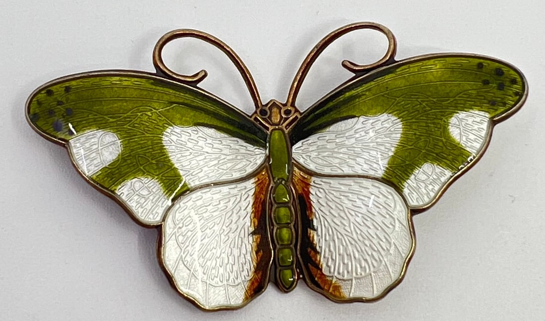 Hroar Prydz, Norwegian, Sterling Silver Enameled Butterfly Brooch (1 of 3)